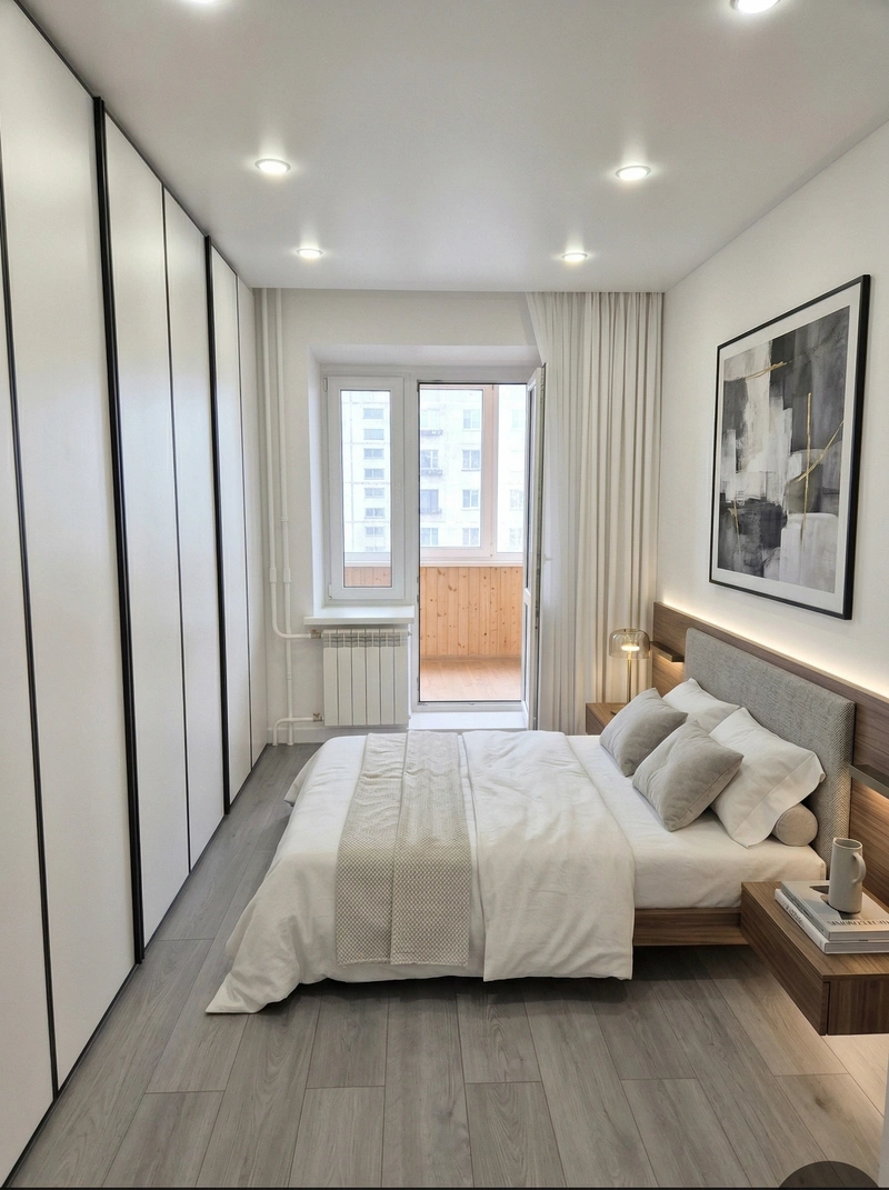 Дизайн спальни в стиле Минимализм — фото интерьера от нейросети RoomGPT