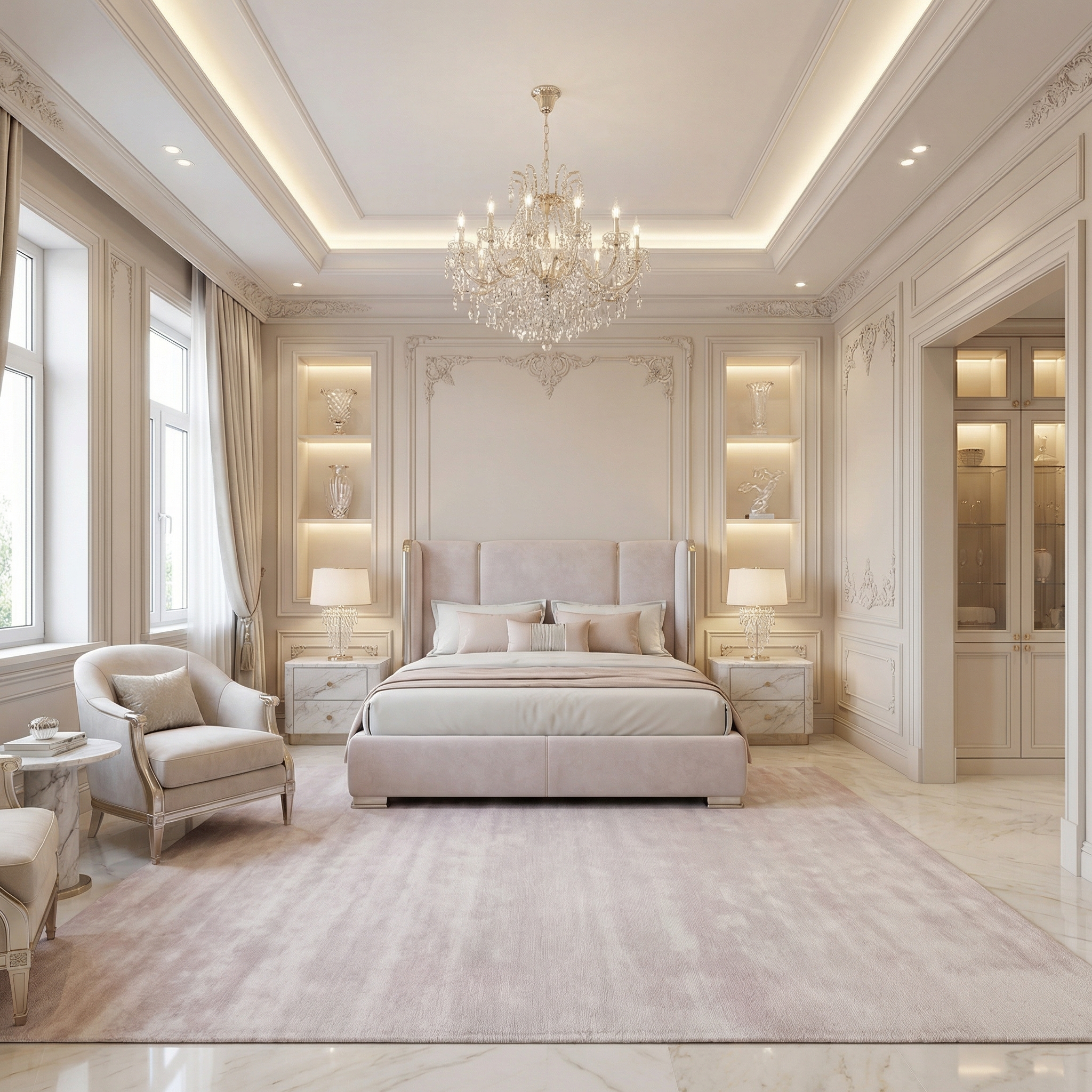 Дизайн спальни в стиле Классика — фото интерьера от нейросети RoomGPT