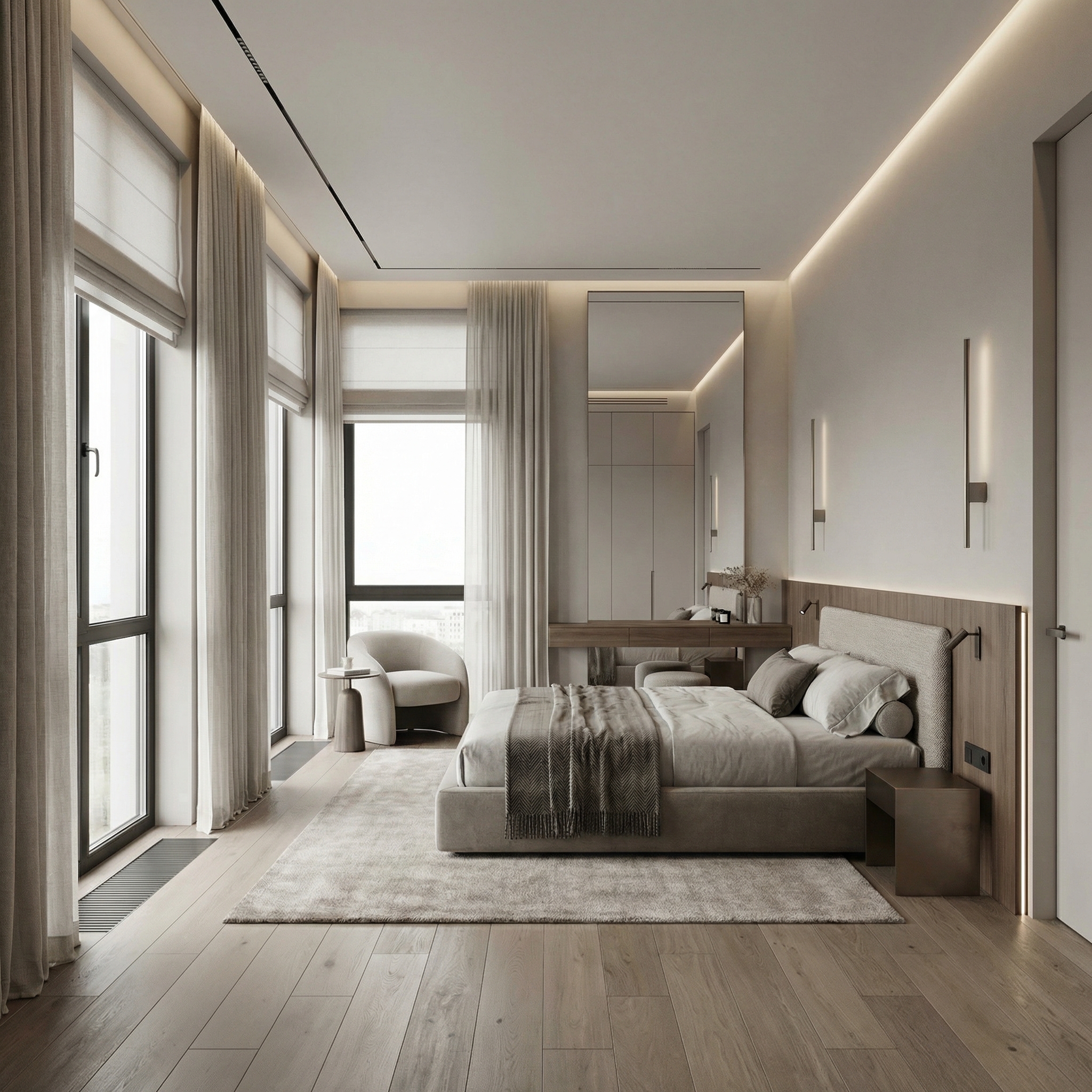 Дизайн спальни в стиле Минимализм — фото интерьера от нейросети RoomGPT