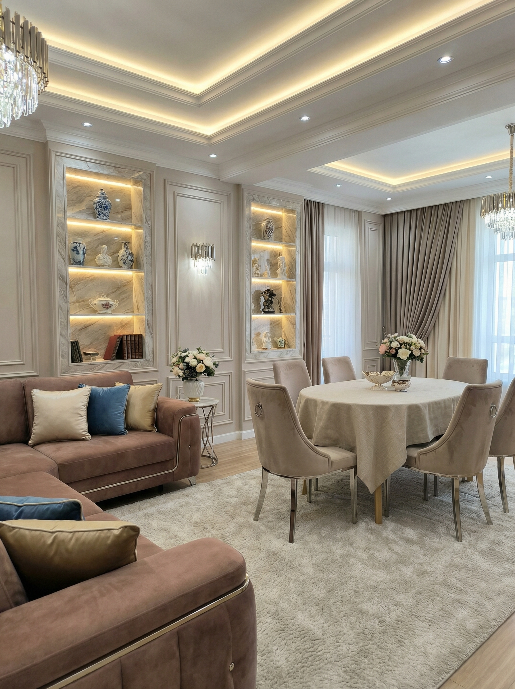 Дизайн гостиной в стиле Классика — фото интерьера от нейросети RoomGPT