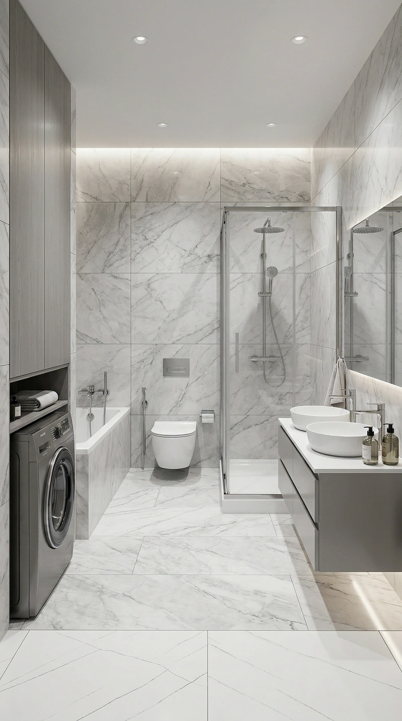 Дизайн ванной в стиле Минимализм — фото интерьера от нейросети RoomGPT