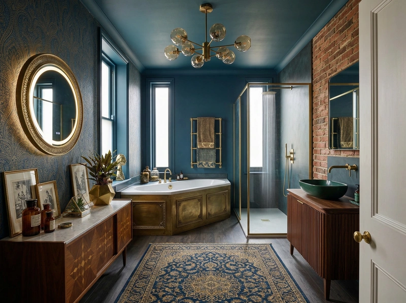 Дизайн интерьера в стиле Эклектика — Ванная от нейросети RoomGPT
