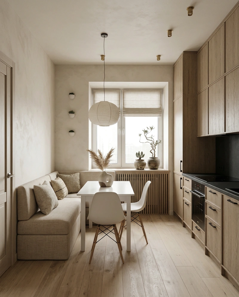 Дизайн кухни в стиле Japandi — фото интерьера от нейросети RoomGPT