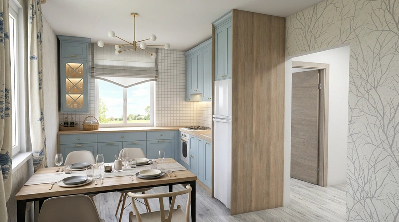 Дизайн интерьера в стиле Сканди — Кухня от нейросети RoomGPT