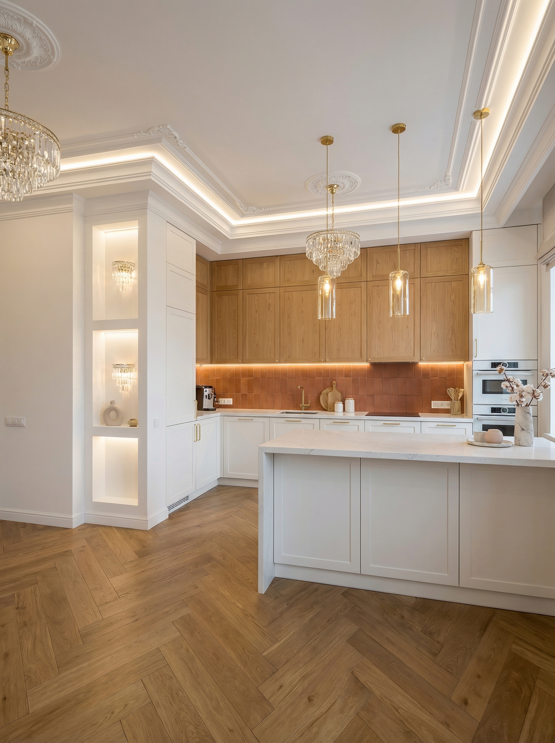 Дизайн кухни в стиле Классика — фото интерьера от нейросети RoomGPT