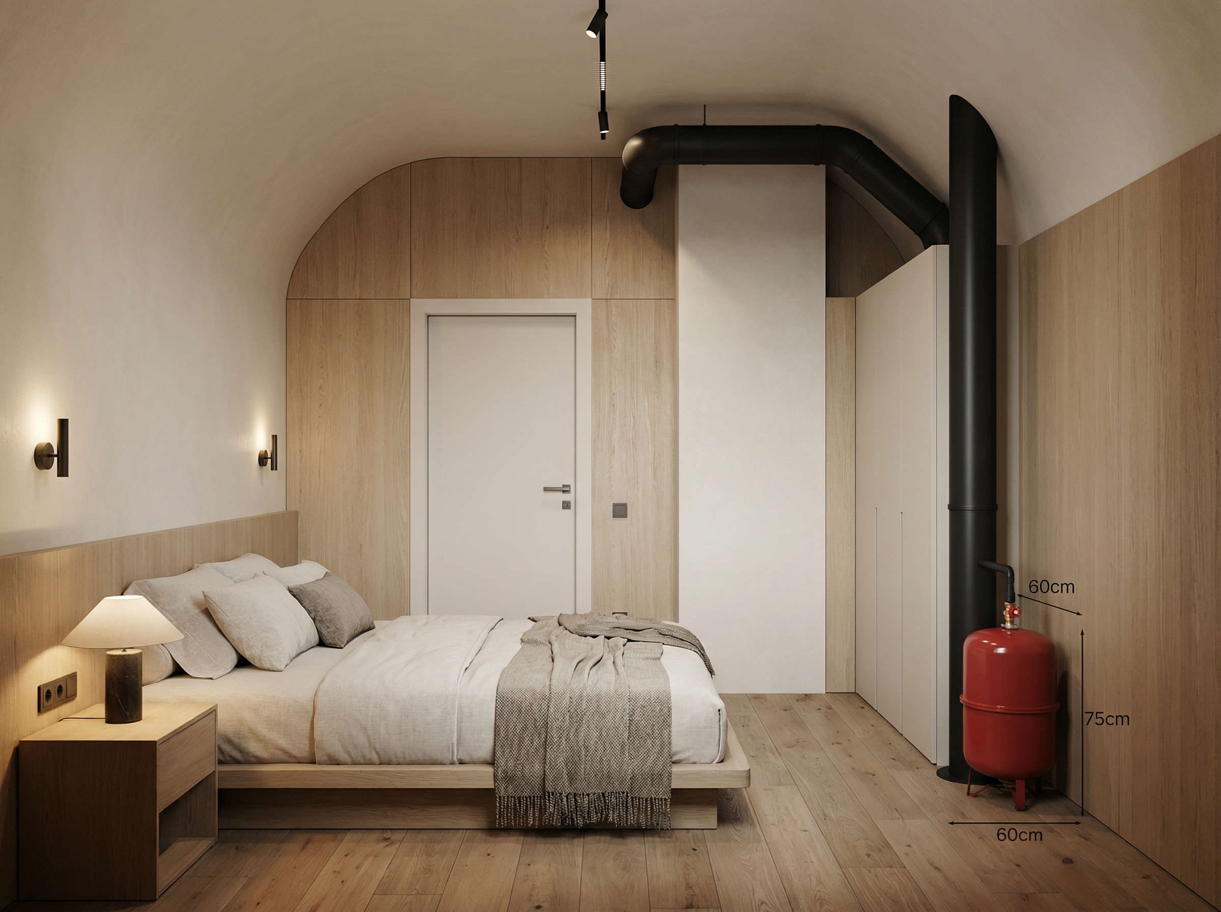 Дизайн спальни в стиле Минимализм — фото интерьера от нейросети RoomGPT