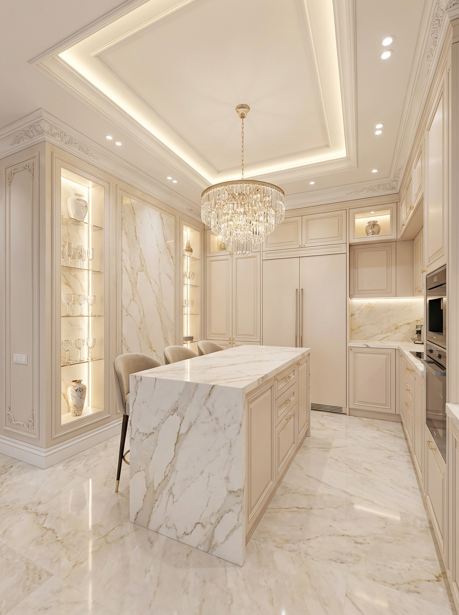 Дизайн кухни в стиле Классика — фото интерьера от нейросети RoomGPT