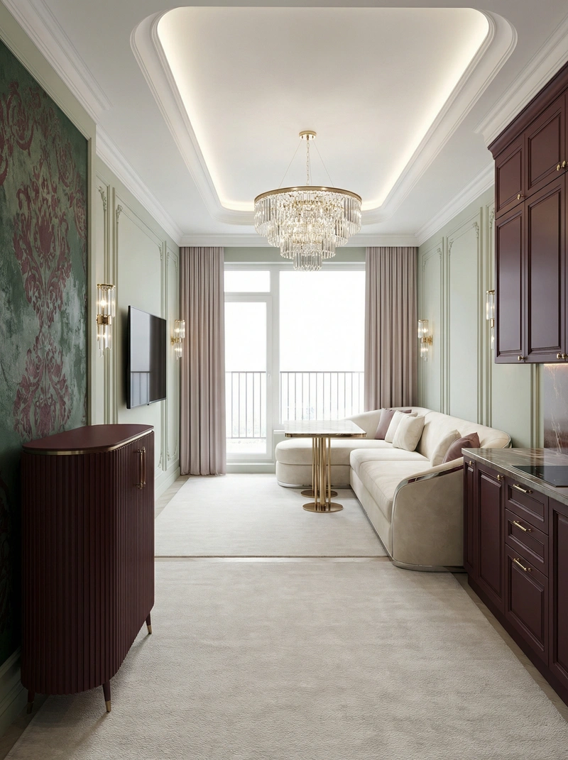 Дизайн интерьера в стиле Неоклассика — Гостиная от нейросети RoomGPT