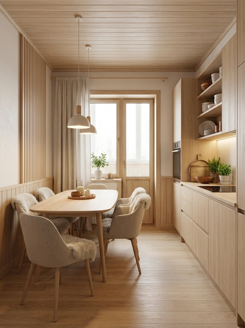 Дизайн интерьера в стиле Хюгге — Кухня от нейросети RoomGPT