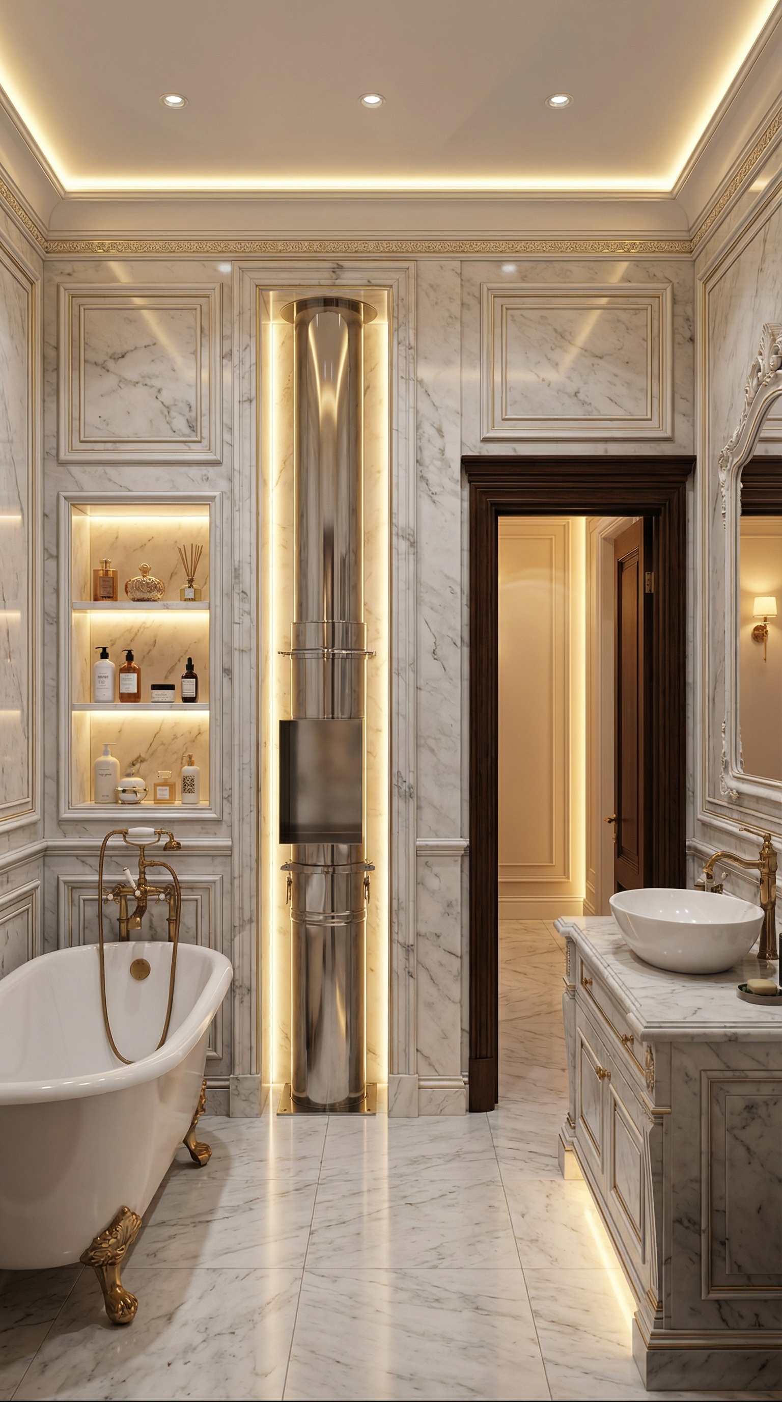 Дизайн ванной в стиле Классика — фото интерьера от нейросети RoomGPT
