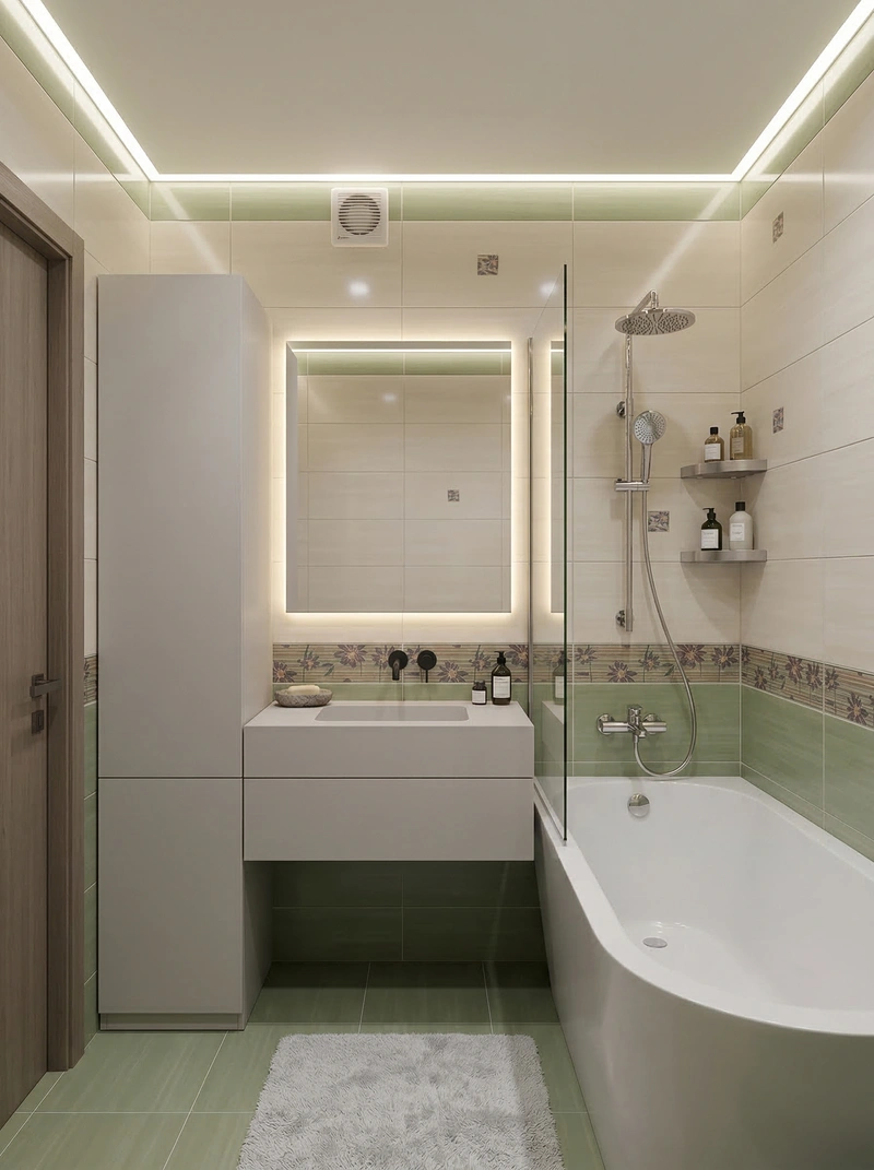 Дизайн ванной в стиле Контемпорари — фото интерьера от нейросети RoomGPT