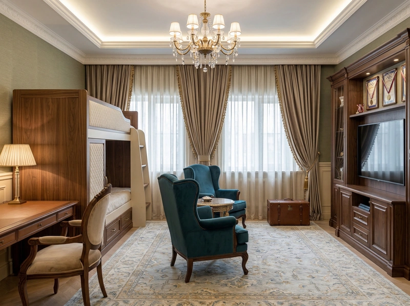 Дизайн детской в стиле Классика — фото интерьера от нейросети RoomGPT