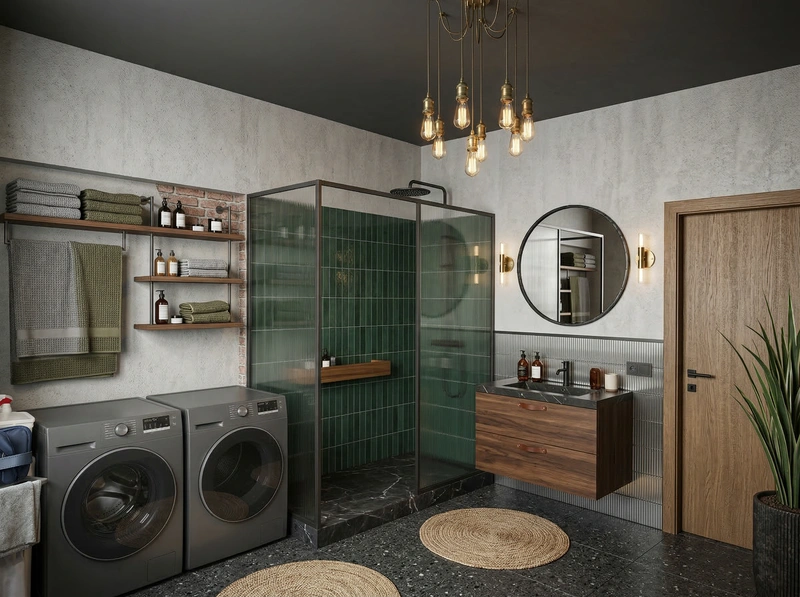 Дизайн ванной в стиле Лофт — фото интерьера от нейросети RoomGPT