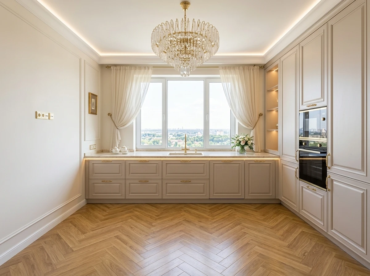 Дизайн кухни в стиле Неоклассика — фото интерьера от нейросети RoomGPT