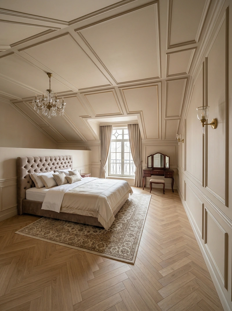 Дизайн спальни в стиле Классика — фото интерьера от нейросети RoomGPT