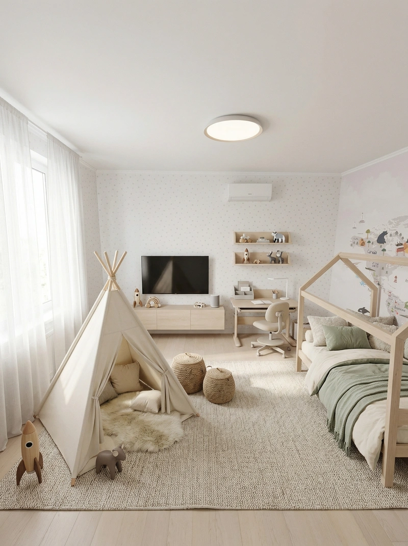 Дизайн детской в стиле Хюгге — фото интерьера от нейросети RoomGPT