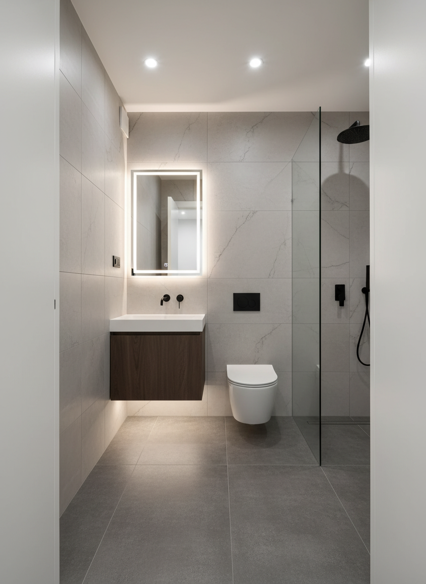 Дизайн ванной в стиле Минимализм — фото интерьера от нейросети RoomGPT