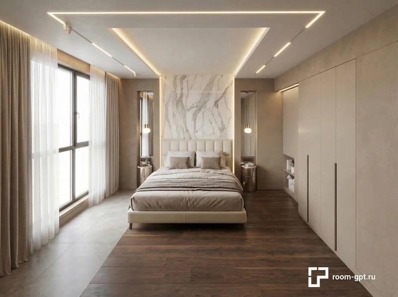 Дизайн интерьера в стиле Минимализм — Спальня от нейросети RoomGPT