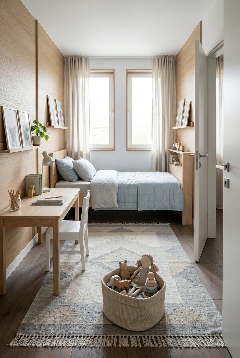 Дизайн детской в стиле Сканди — фото интерьера от нейросети RoomGPT
