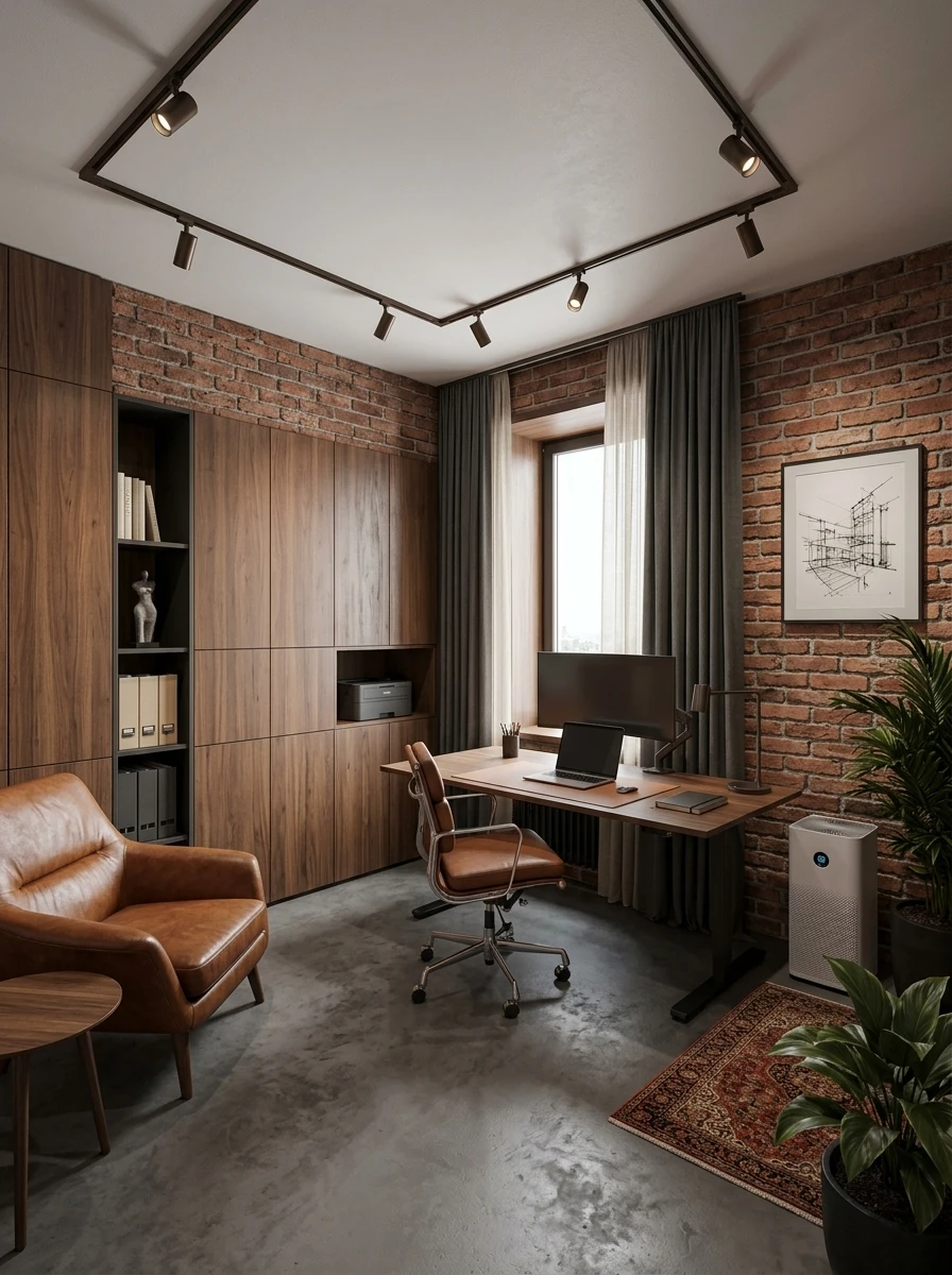 Дизайн кабинета в стиле Лофт — фото интерьера от нейросети RoomGPT