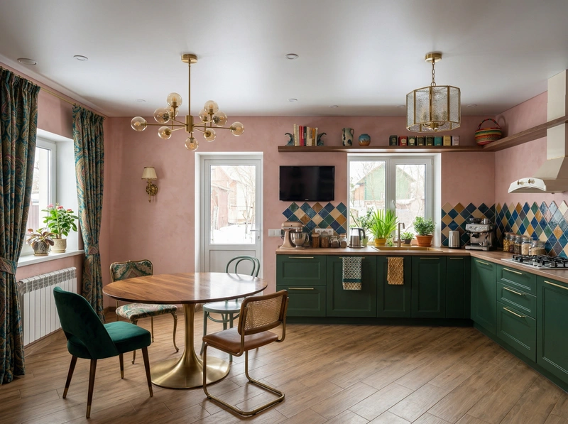 Дизайн кухни в стиле Эклектика — фото интерьера от нейросети RoomGPT