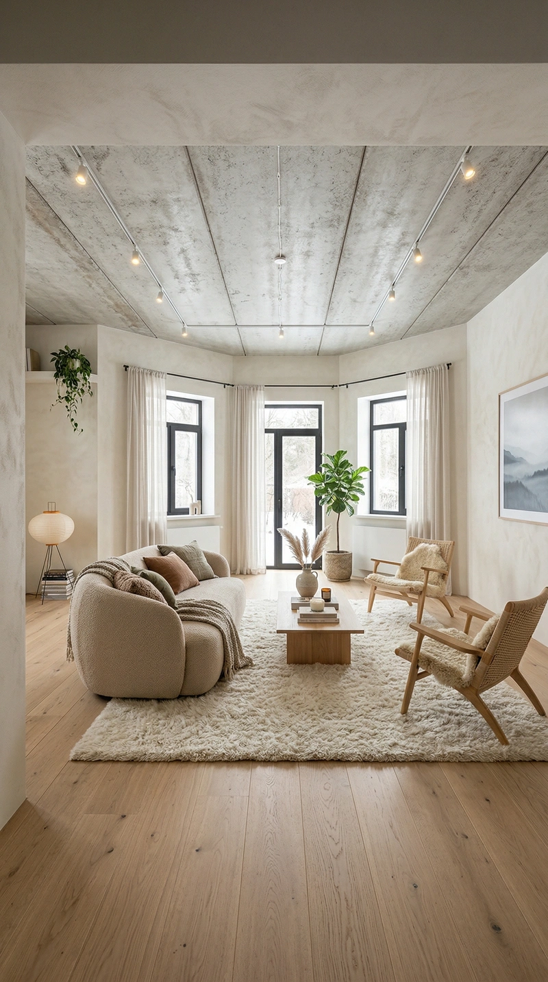 Дизайн гостиной в стиле Хюгге — фото интерьера от нейросети RoomGPT