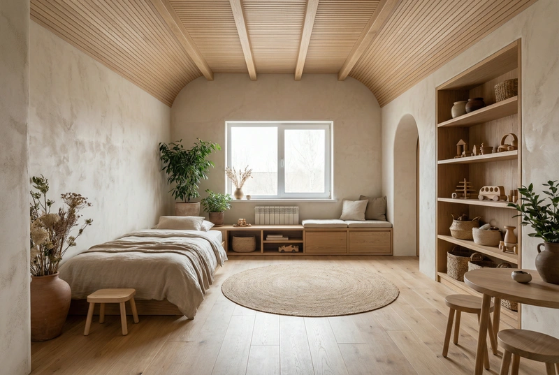 Дизайн детской в стиле Japandi — фото интерьера от нейросети RoomGPT