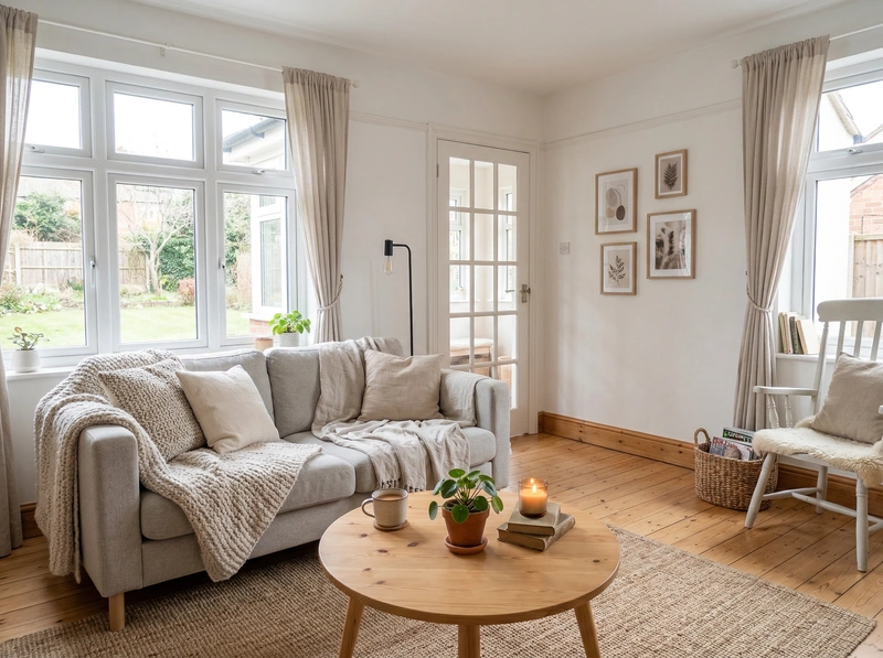 Дизайн интерьера в стиле Хюгге — Гостиная от нейросети RoomGPT