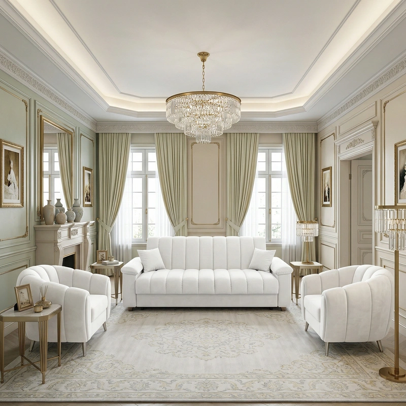 Дизайн гостиной в стиле Неоклассика — фото интерьера от нейросети RoomGPT