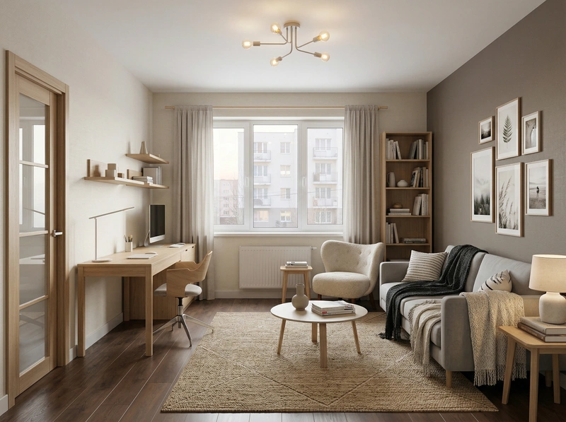 Дизайн гостиной в стиле Сканди — фото интерьера от нейросети RoomGPT