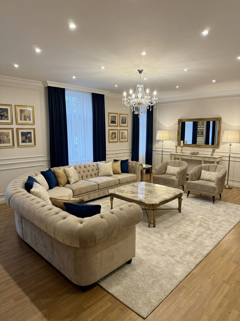 Дизайн интерьера в стиле Классика — Гостиная от нейросети RoomGPT