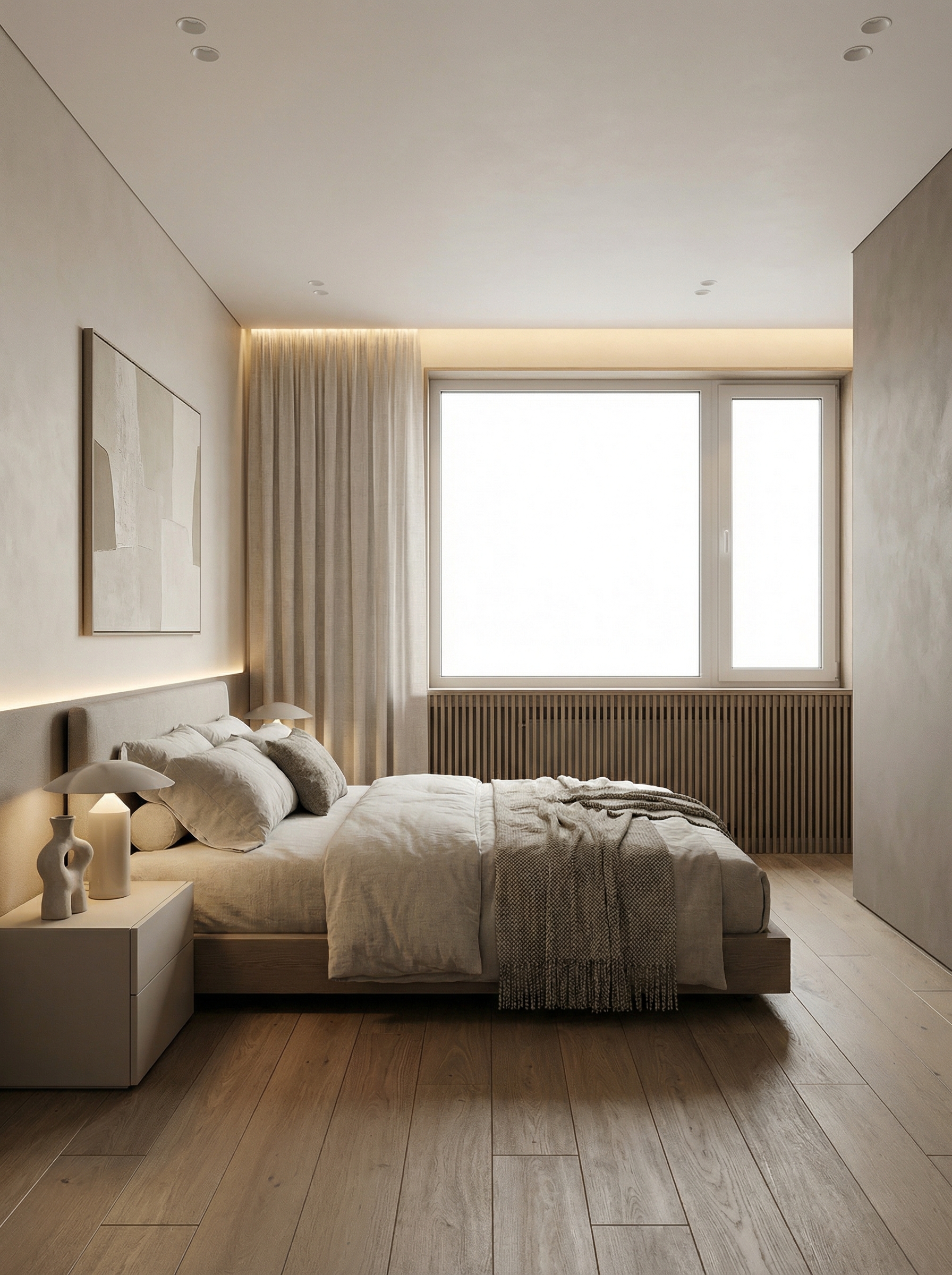Дизайн спальни в стиле Минимализм — фото интерьера от нейросети RoomGPT