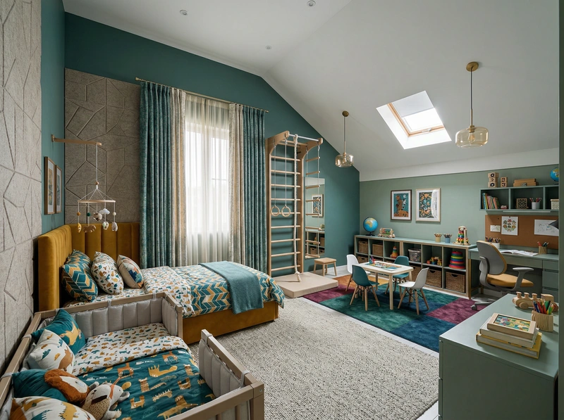 Дизайн интерьера в стиле Эклектика — Детская от нейросети RoomGPT