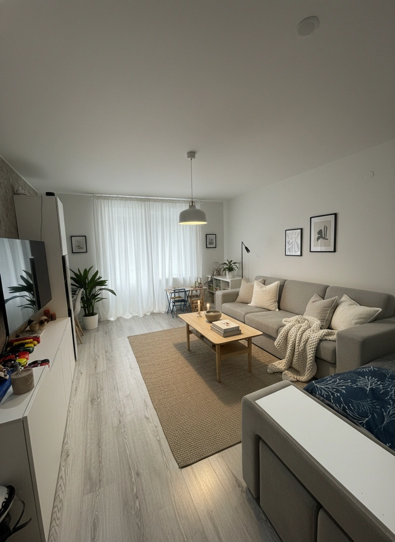 Дизайн интерьера в стиле Хюгге — Гостиная от нейросети RoomGPT