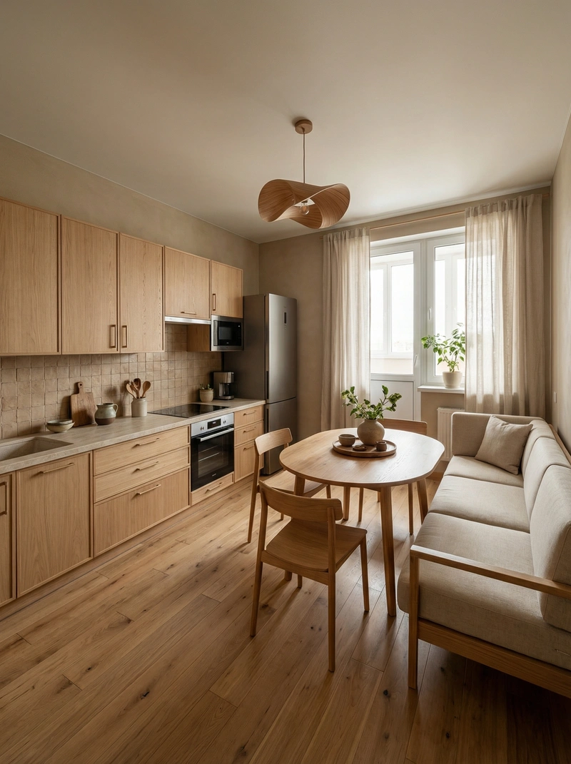 Дизайн ванной в стиле Japandi — фото интерьера от нейросети RoomGPT