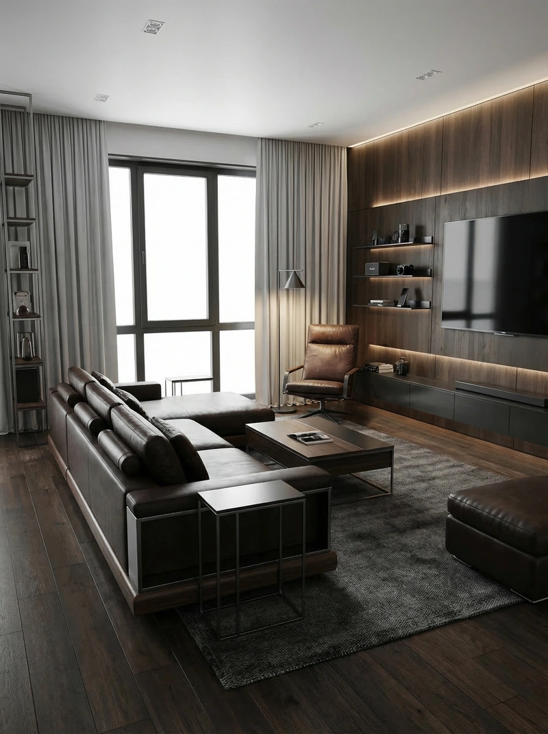 Дизайн гостиной в стиле Блэктэк — фото интерьера от нейросети RoomGPT