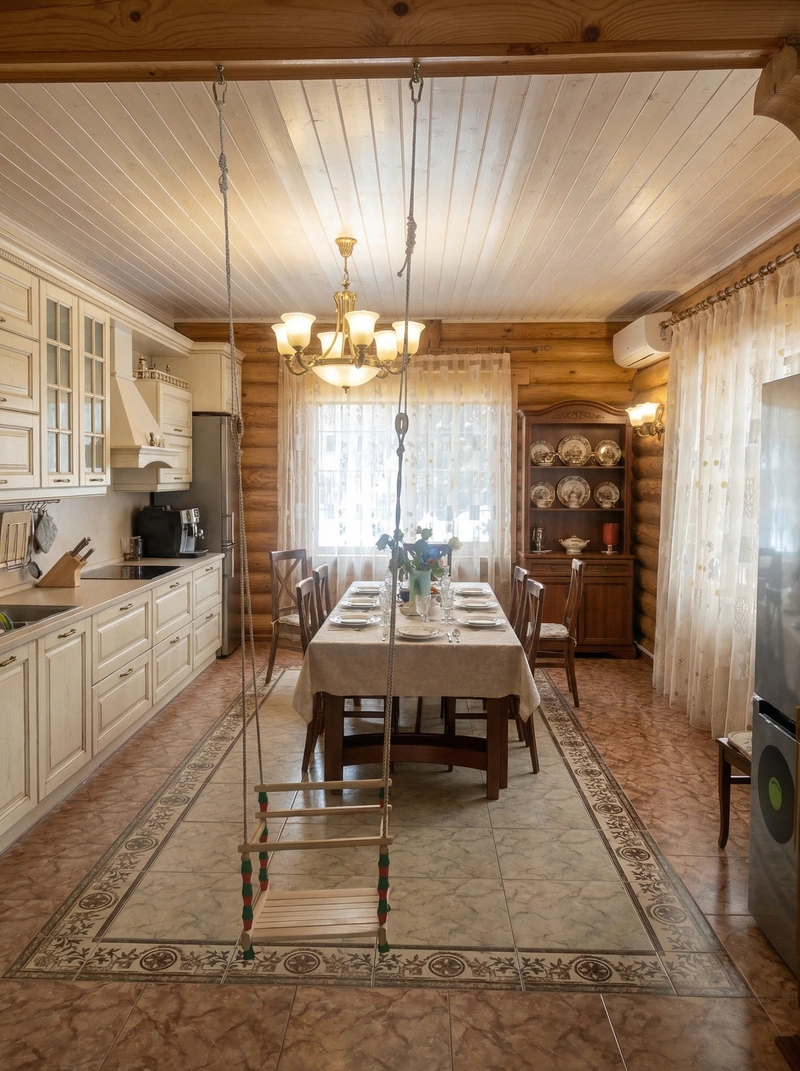 Дизайн интерьера в стиле Классика — Кухня от нейросети RoomGPT