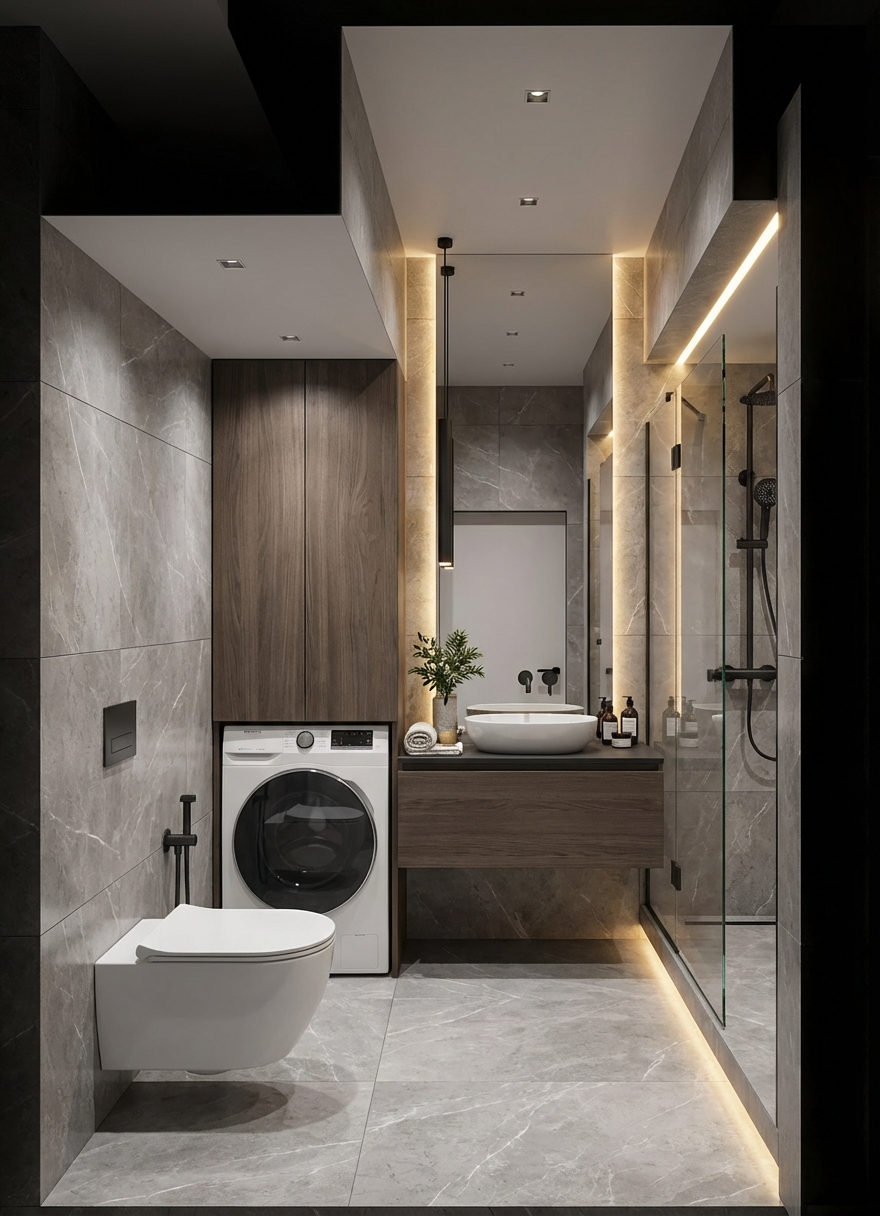 Дизайн ванной в стиле Минимализм — фото интерьера от нейросети RoomGPT