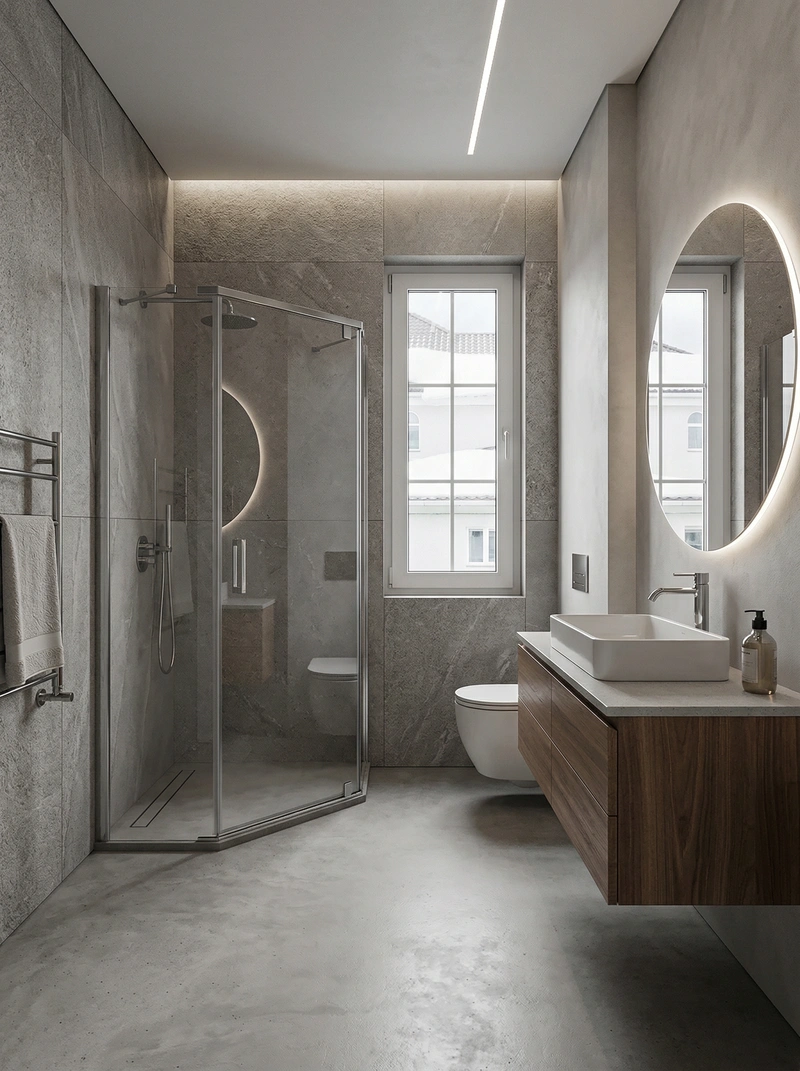 Дизайн интерьера в стиле Контемпорари — Ванная от нейросети RoomGPT