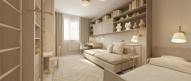 Дизайн детской в стиле Контемпорари — фото интерьера от нейросети RoomGPT