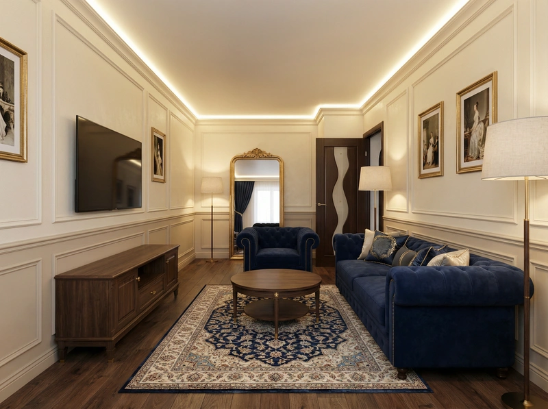 Дизайн интерьера в стиле Классика — Гостиная от нейросети RoomGPT