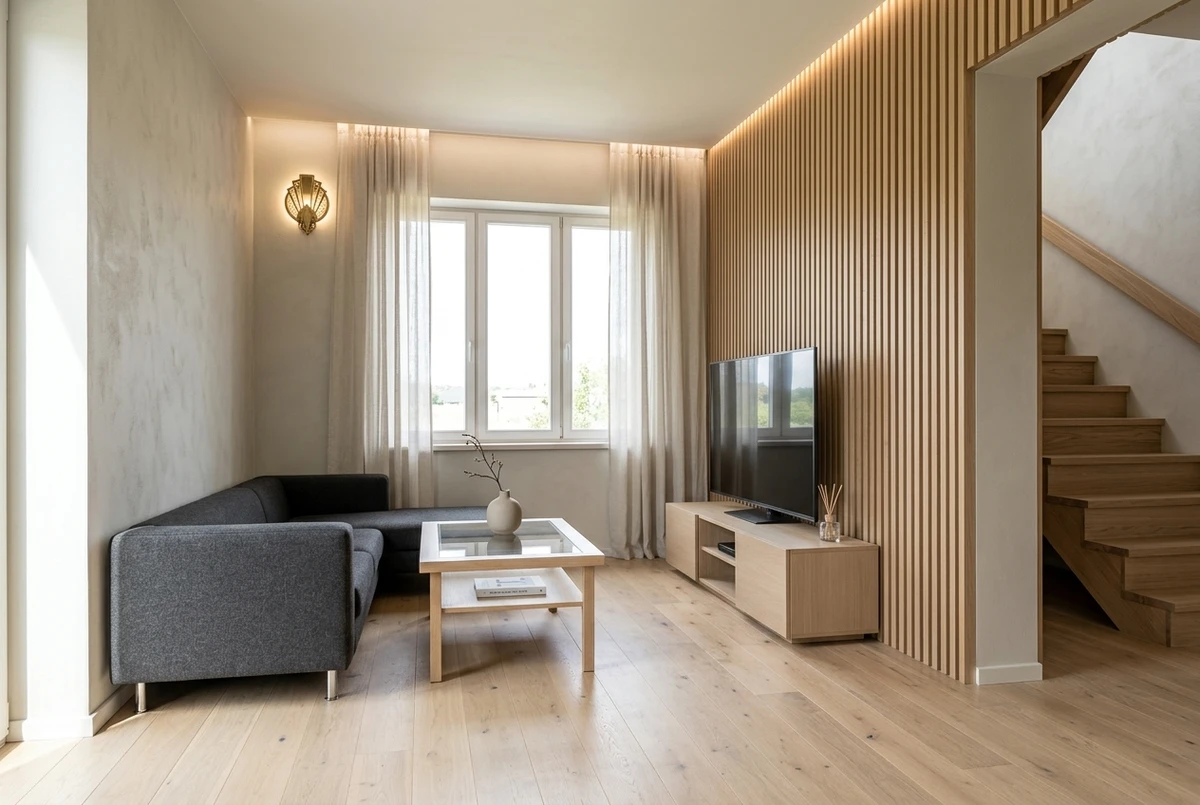 Дизайн гостиной в стиле Сканди — фото интерьера от нейросети RoomGPT