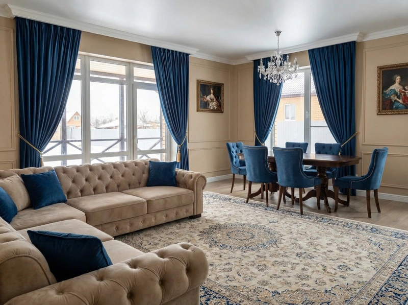 Дизайн интерьера в стиле Классика — Гостиная от нейросети RoomGPT