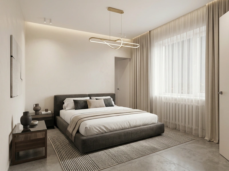 Дизайн спальни в стиле Минимализм — фото интерьера от нейросети RoomGPT