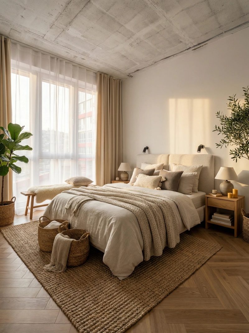 Дизайн интерьера в стиле Хюгге — Спальня от нейросети RoomGPT