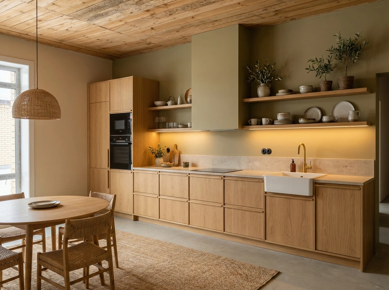 Дизайн кухни в стиле Japandi — фото интерьера от нейросети RoomGPT