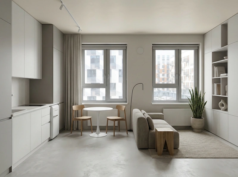 Дизайн интерьера в стиле Минимализм — Гостиная от нейросети RoomGPT