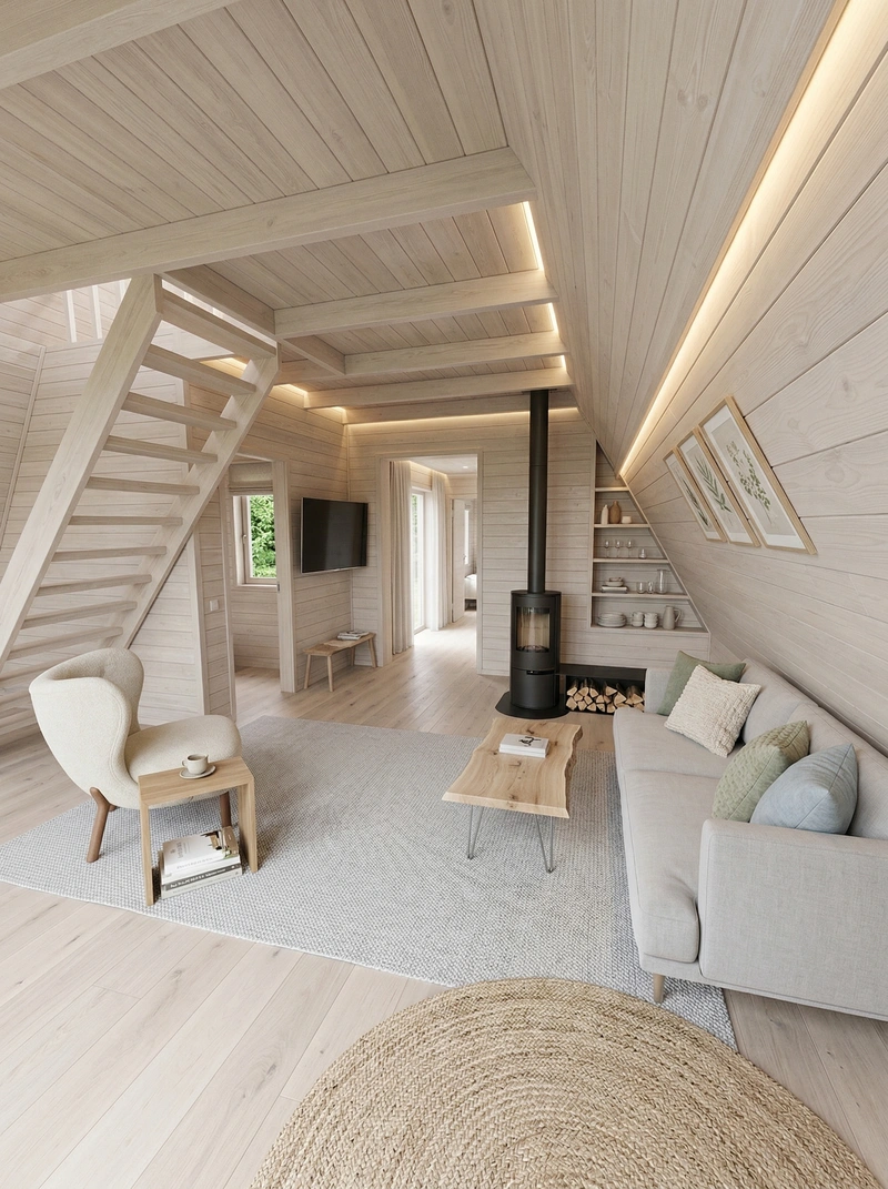 Дизайн гостиной в стиле Сканди — фото интерьера от нейросети RoomGPT