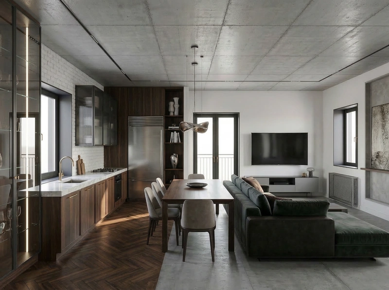 Дизайн интерьера в стиле Лофт — Гостиная от нейросети RoomGPT