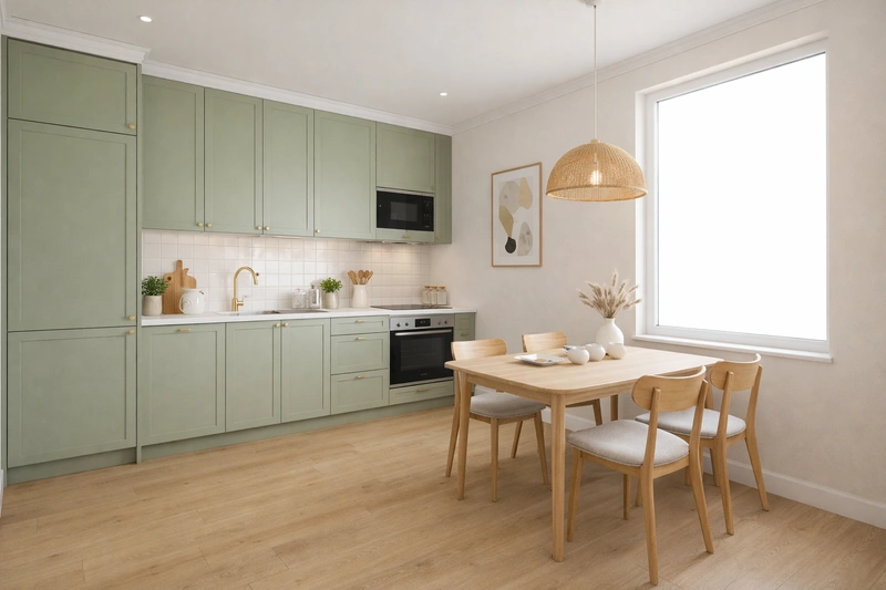 Дизайн кухни в стиле Сканди — фото интерьера от нейросети RoomGPT